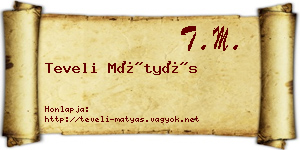 Teveli Mátyás névjegykártya